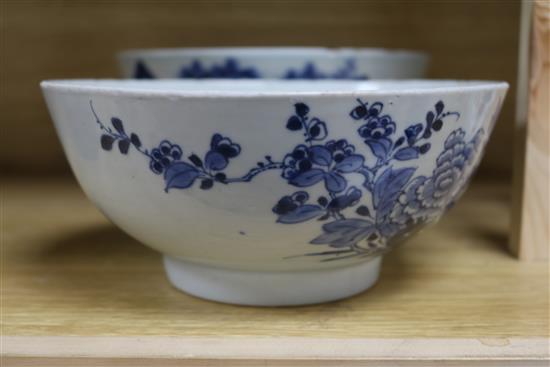 Two 19th century Chinese blue and white bowls 8.5 & 9.5in.